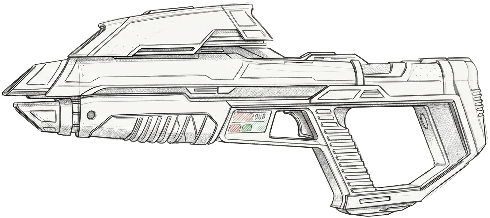 Technical illustration of a Starfleet phaser rifle